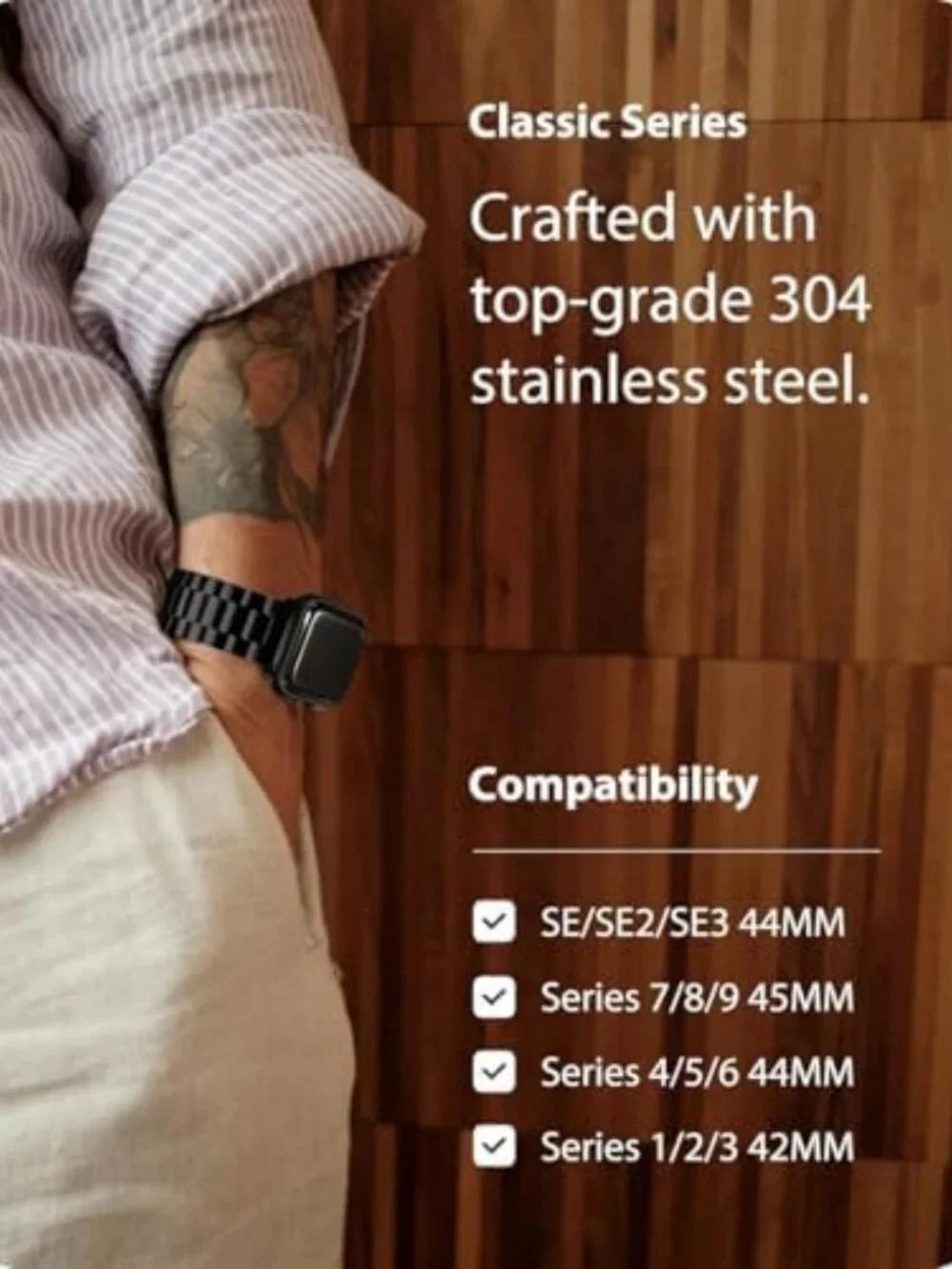 Stylish Metal Band & Case for Apple Watch 38-49mm | Durable, Adjustable, Sleek